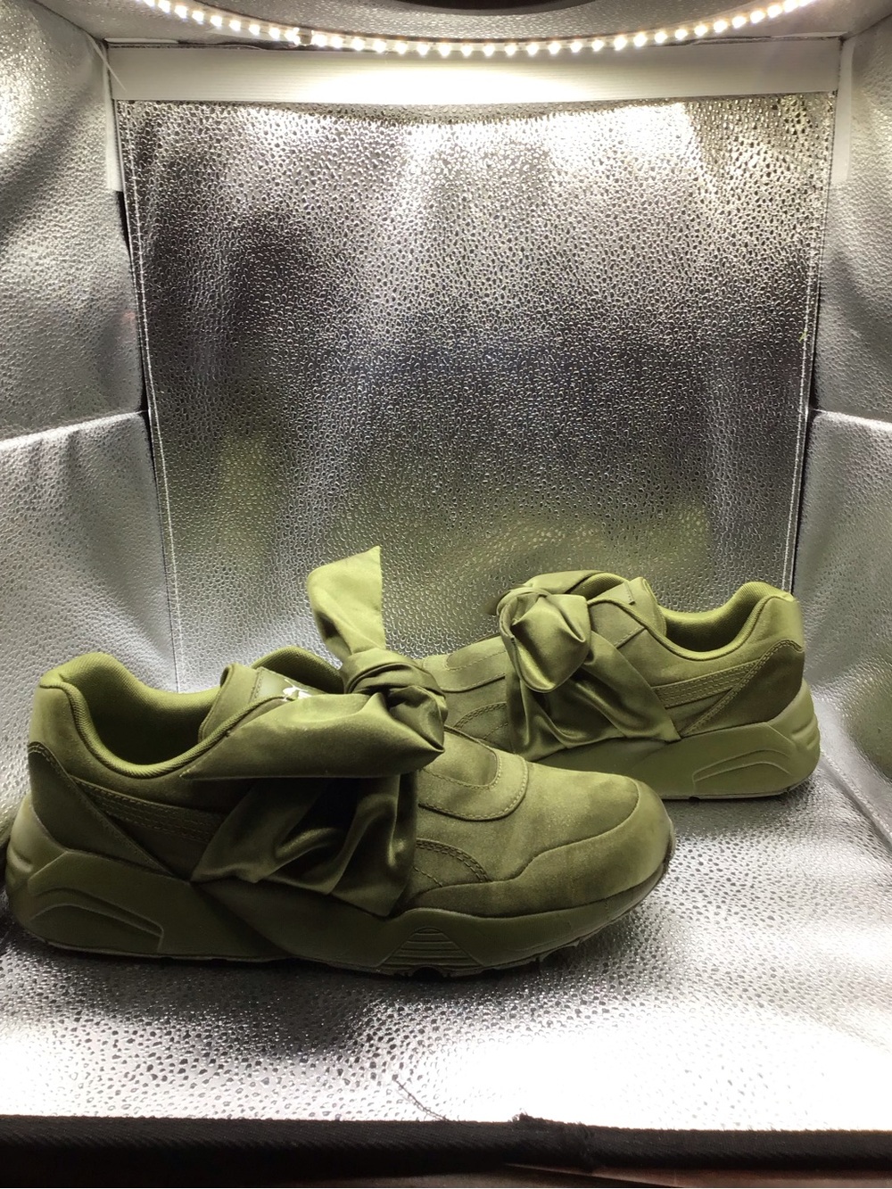 Olive Green Women's Bow Accent Sneakers